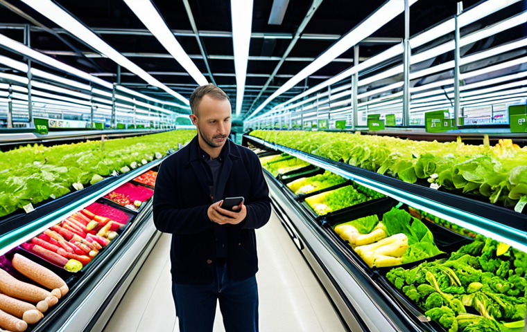 **Prompt 1: From Field to Fork Transparency**
**Description:** A vibrant, futuristic image depicting a seamless journey of food. On one side, a Polish farmer stands proudly in a lush field with fresh produce, illuminated by data streams connecting to a smartphone displaying a QR code. These streams flow towards a modern supermarket aisle where a consumer scans a product, instantly revealing its entire history – from farm origin, cultivation methods, and transport details, all visually presented on a holographic display above the food. Interconnected blockchain blocks subtly form the backbone of these data streams, symbolizing trust and immutability. The overall mood is bright, clean, and reassuring, emphasizing absolute transparency and consumer confidence.